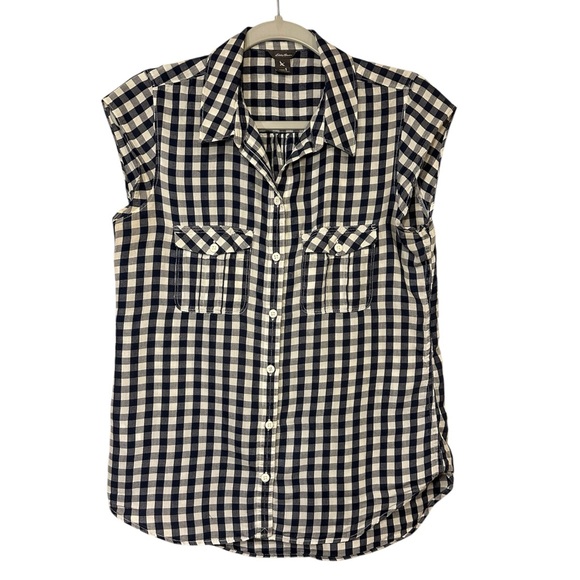 Eddie Bauer Tops - Eddie Bauer‎ Womens Sleeveless Button Down Gingham Checkered Shirt, Size S